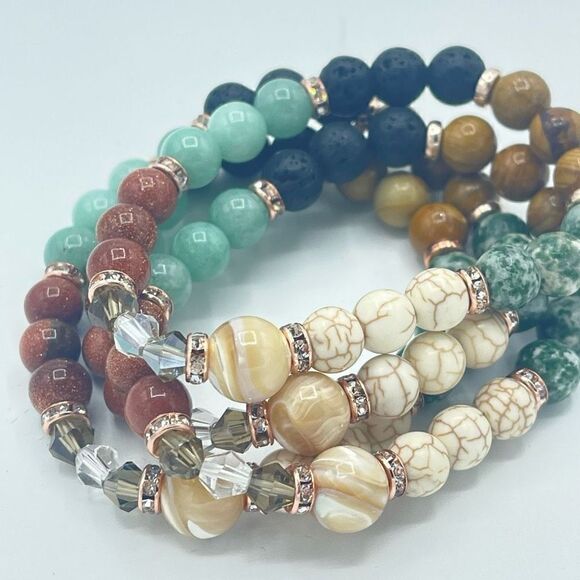 Sunny Desert cowgirl bling beaded stretch bracelet ONE NEW sandstone lava Amazon - Picture 5 of 12